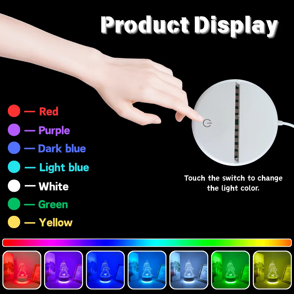 1Pc Athlete Shaped 3D Night Light, USB Powered Touch Switch with Seven Color Conversion, Uniform Light, Soft Lighting